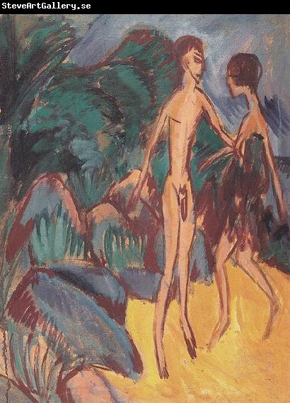 Ernst Ludwig Kirchner Nackter Jungling und Madchen am Strand